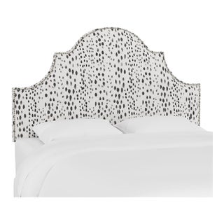 California King Headboard in Linen Leopard Ink For Sale