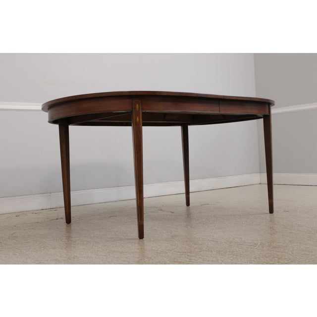 Henkel Harris Walnut Inlaid Oval Dining Table For Sale - Image 9 of 17