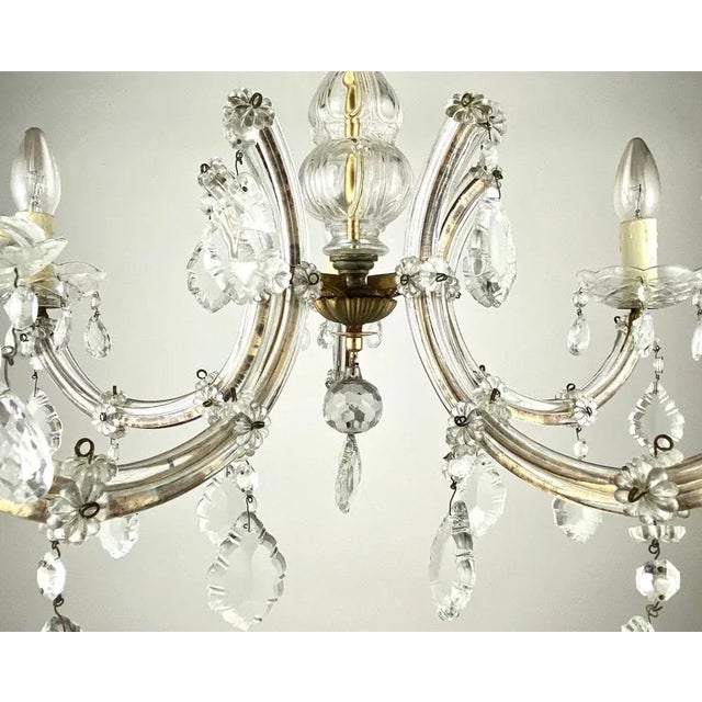 Metal Vintage Maria Theresa Style Chandelier in Gilt Brass & Crystal For Sale - Image 7 of 9