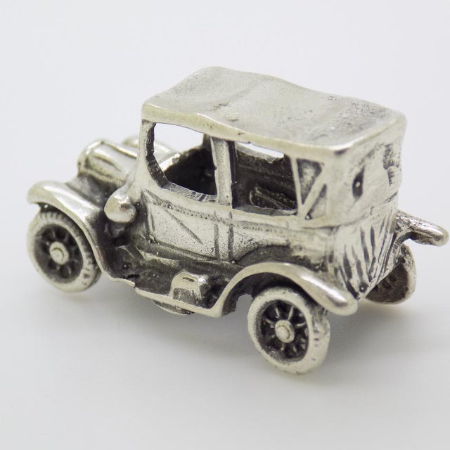 Vintage Italian Handmade Genuine Silver Classic Car Dollhouse Miniature, 1970s For Sale - Image 6 of 11