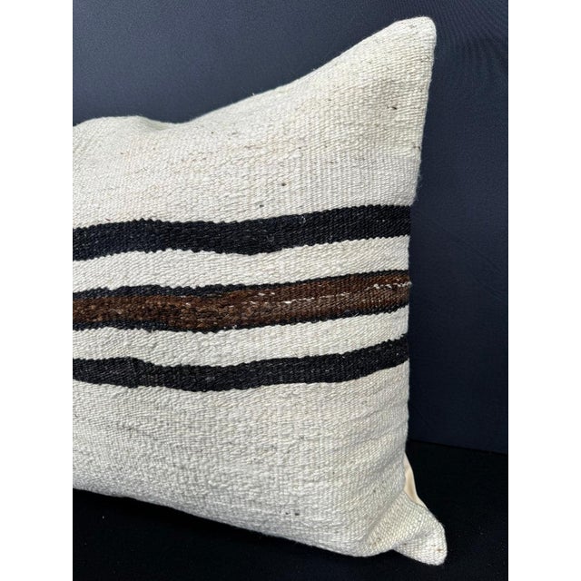 Contemporary Turkish Hemp Pillow Cushion Natural Beige Black Pillow Cushion Cover 20"x20" For Sale - Image 3 of 4