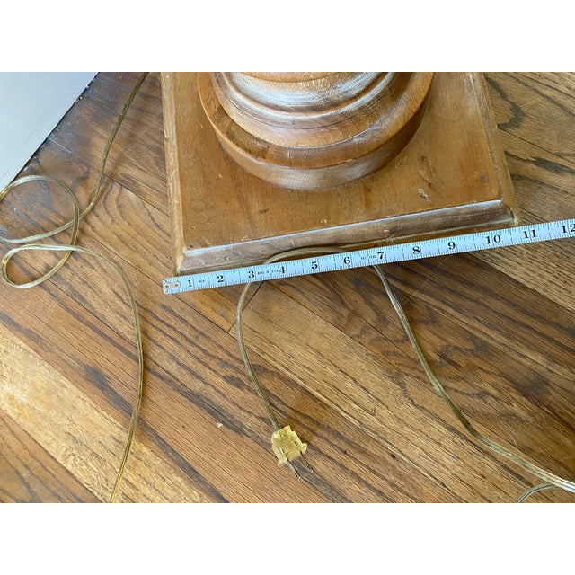 Vintage Italian Wood Architectural Column Floor Lamp With Brass Finial For Sale - Image 11 of 11