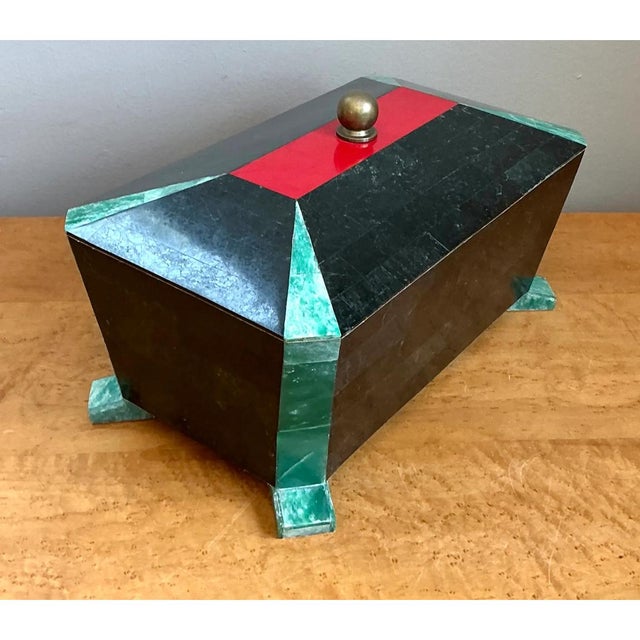 Early 20th Century Vintage Art Deco Stone Inlay Box For Sale - Image 5 of 12