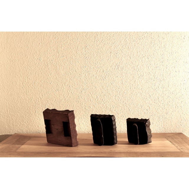 Antique Wooden Fabric Stamps, 1800s, Set of 3 For Sale - Image 3 of 5
