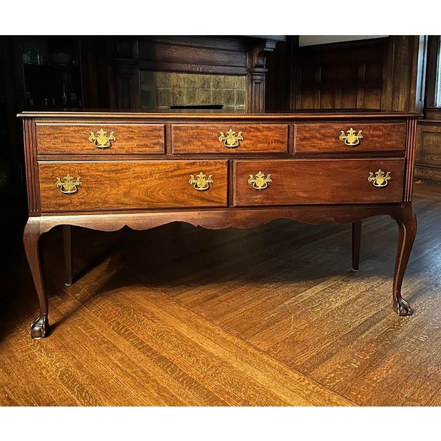 Johnson Furniture Co. 1930's Johnson Handley Johnson Mahogany Chippendale Style Sideboard Buffet, Grand Rapids Certified For Sale - Image 4 of 13