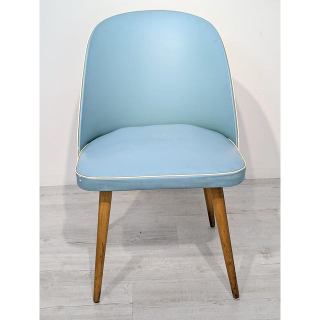 Blue Vintage Blue Leather Armchair, 1950s For Sale - Image 8 of 14