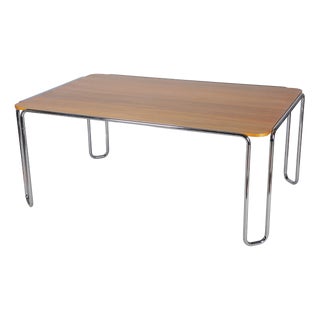 Czech Bauhaus Chrome Dining Table in Oak attributed to R. Slezák, 1930s For Sale