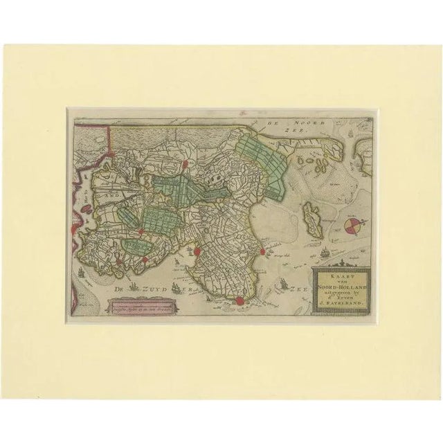 Antique Map of Noord-Holland, 1750 For Sale