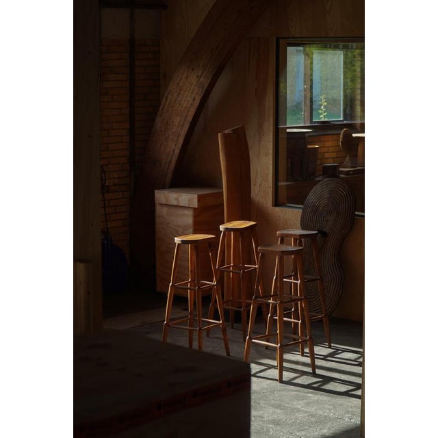Vintage Rustic Pine Bar Stools, 1930s, Set of 4 For Sale - Image 12 of 18