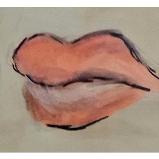 Mid-Century Modern Original Watercolor Exotic Pop Star Woman - Artist Signed "Patricia" - Manner of Patrick Nagel For Sale - Image 3 of 7