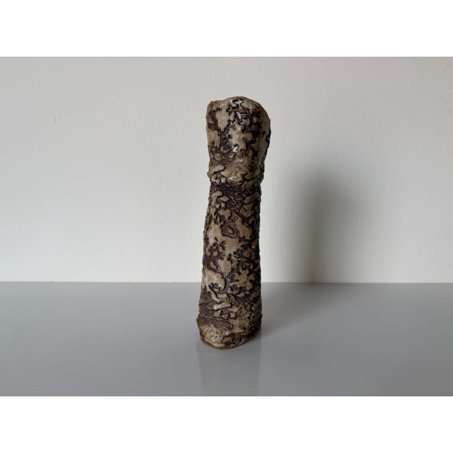 1980’s Vintage Organic Studio Pottery Sculptural Brutalist Texture Vase, Unsigned For Sale In Miami - Image 6 of 10
