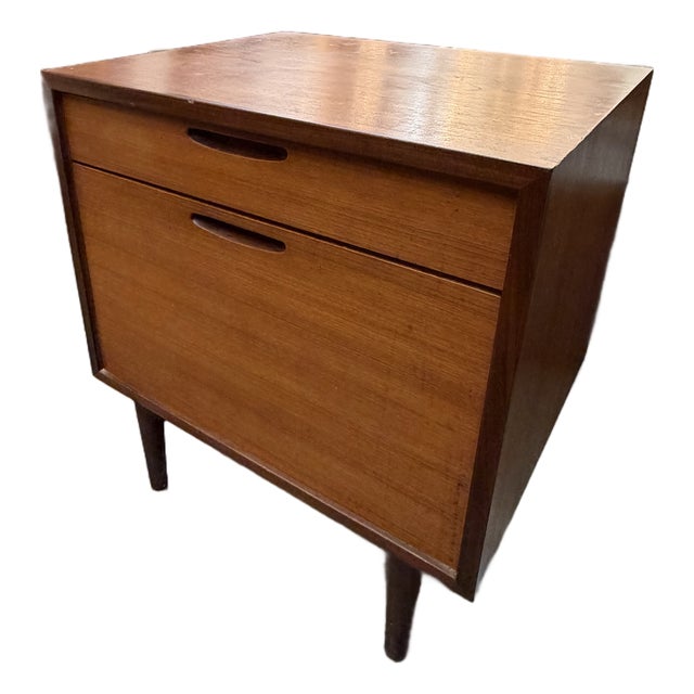 Vintage 1960s Danish Modern Teak Drop-Front Nightstand by Selig For Sale