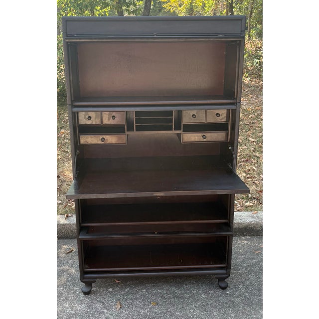 Antique Lawyers Barrister Bookcase With Secretary Desk For Sale In Dallas - Image 6 of 12