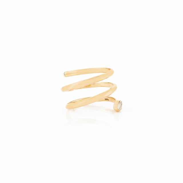 21st Century Insipired Diamond Snake Wrap Ring in 14k Gold in Bezel Set Size 9 For Sale In New York - Image 6 of 15