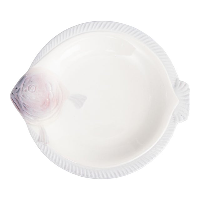 Art Deco French Longwy Majolica Fish Plate, Circa 1930 For Sale