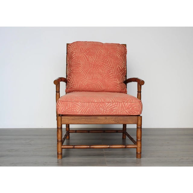 Mid-Century Modern Vintage Pair of Faux Bamboo Club Chairs For Sale - Image 3 of 6