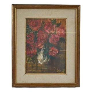 Gabriella Bertacchini, Roses, 1970s, Oil on Canvas, Framed For Sale