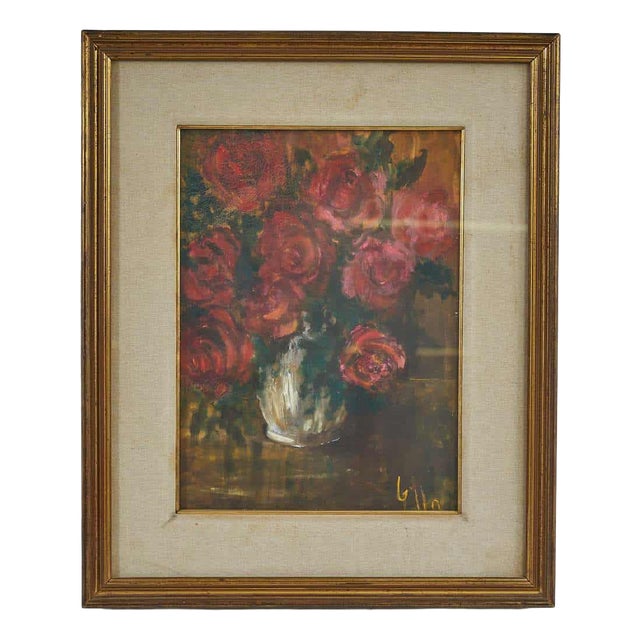 Gabriella Bertacchini, Roses, 1970s, Oil on Canvas, Framed For Sale