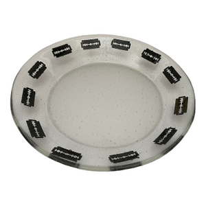 1980s Glass Plate With Fused Metal Razor Blades