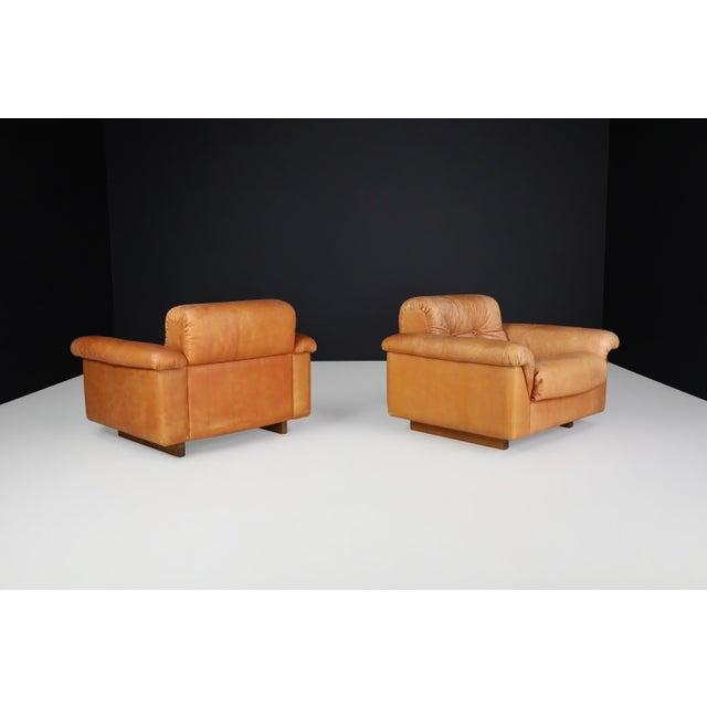 Gold Swiss DS 45 Lounge Chairs in Patinated Leather from de Sede, 1970s, Set of 4 For Sale - Image 8 of 17