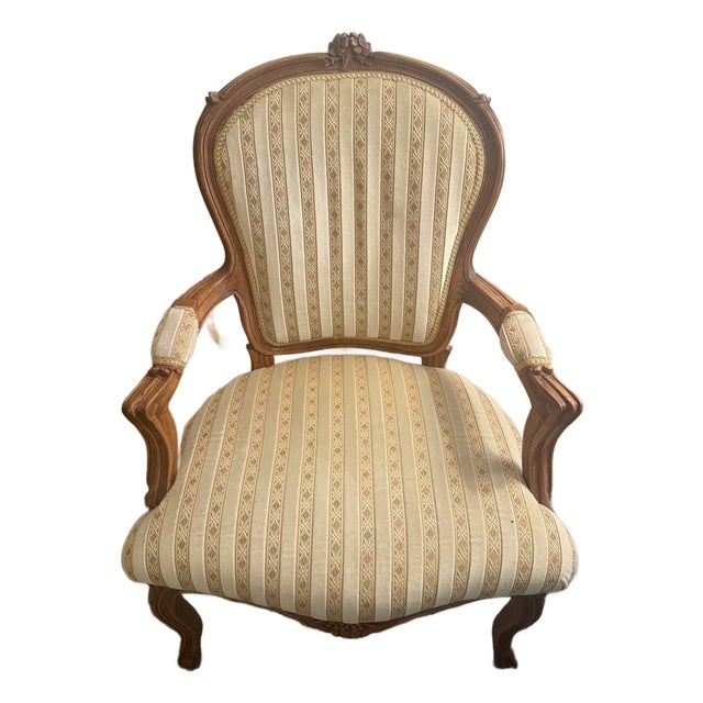 Late 20th Century French Louis XV Style Carved Armchair For Sale