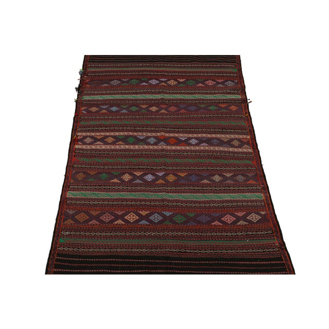 Tribal 1950s Vintage Baluch Tribal Kilim With Colorful Stripes & Motifs, From Rug & Kilim For Sale - Image 3 of 7