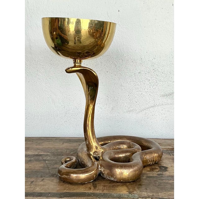 Vintage Polished Brass Cobra Bowl For Sale - Image 12 of 12