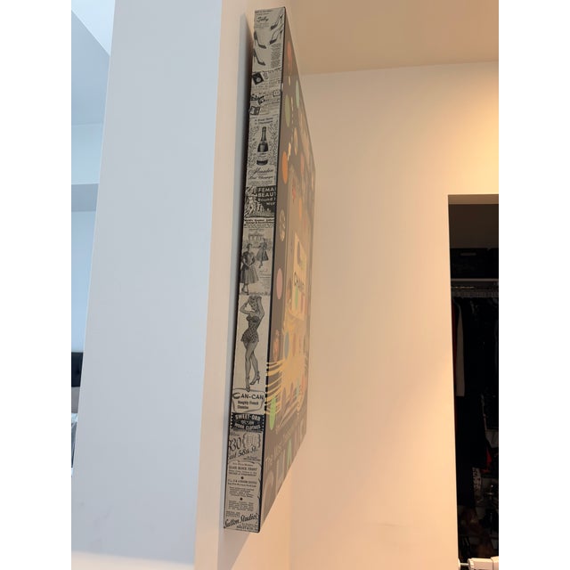 2010s Large Signed Nelson De La Nuez "Chanel Gray on Black" Original Mixed Media Painting For Sale - Image 5 of 6