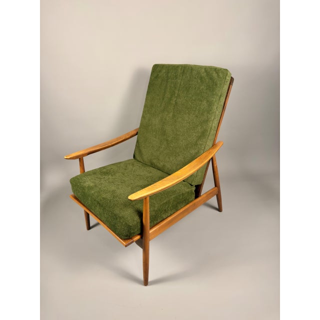 Vintage Scandinavian Lounge Chair in Green Upholstery and Beech Wood, 1960s For Sale - Image 17 of 17