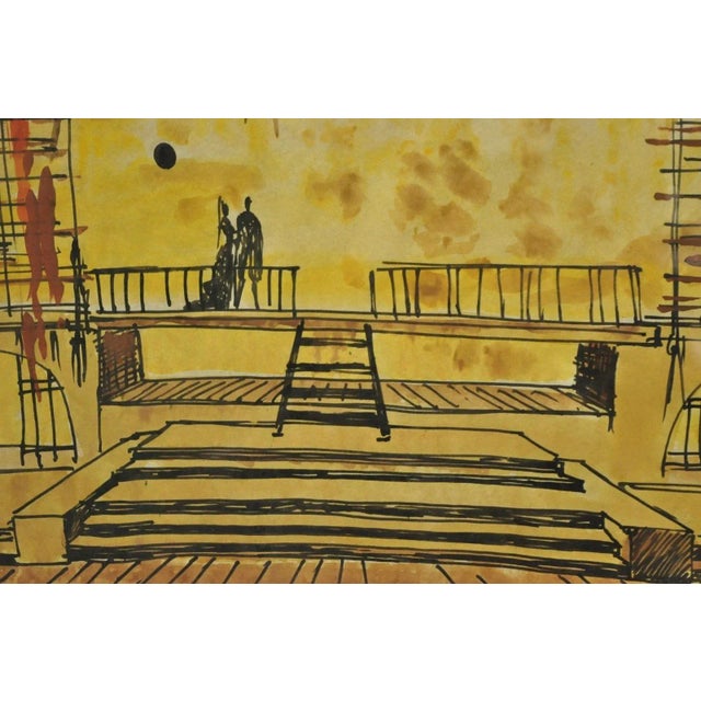 Mid-Century Modern Vintage "Carmen Act I" New York City Opera Watercolor Framed Painting, Signed For Sale - Image 3 of 12