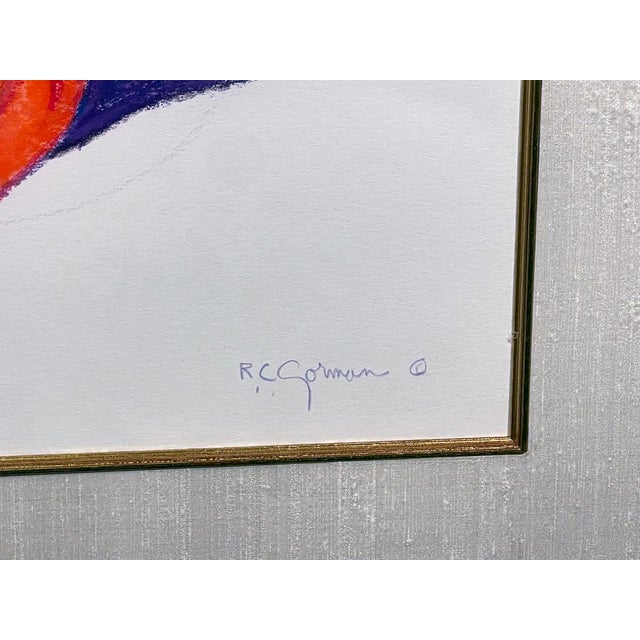 1990s r.c Gorman Untitled Reclining Woman Pastel Drawing Framed For Sale - Image 4 of 5