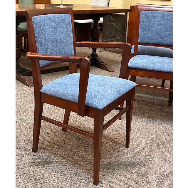 Wood Set of Six European Mid Century Modern Mahogany Framed Dining Chairs c.1960 For Sale - Image 7 of 14