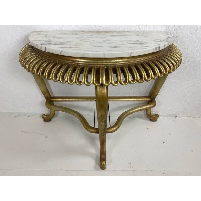 Mid-Century Vintage Marble Topped Hollywood Regency Console For Sale - Image 11 of 11