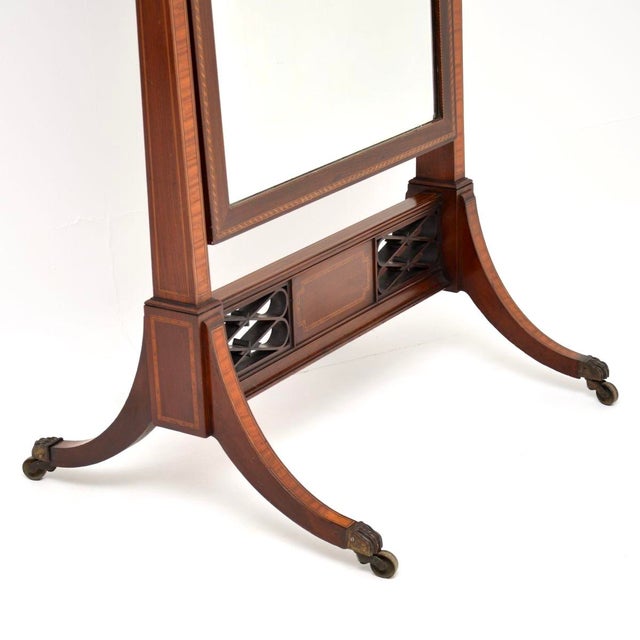 1900 - 1909 Antique Edwardian Cheval Mirror, 1900s For Sale - Image 5 of 11