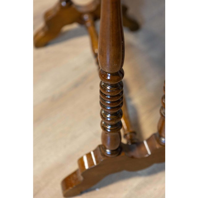 Brown Italian 19th Century Walnut Side Table with Inlaid Banding and Turned Legs For Sale - Image 8 of 12