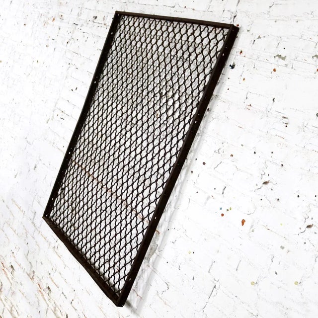 Antique Primitive Industrial Woven Wire Window Security Guard For Sale - Image 4 of 13