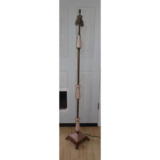 Vintage Art Deco Pink Agate Glass Floor Lamp For Sale In Boston - Image 6 of 12