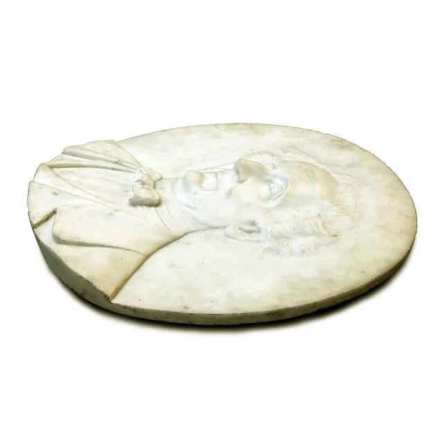 Oval Bas-Relief in with Male Portrait, 1800s, Marble For Sale - Image 5 of 8