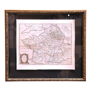 17th Century Framed Map of Ancient France Titled "Typus Galliae Veteris"