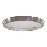 1990s New Silverplated Oval Gallery Tray With Plain Mount by Valsodo-Italy For Sale