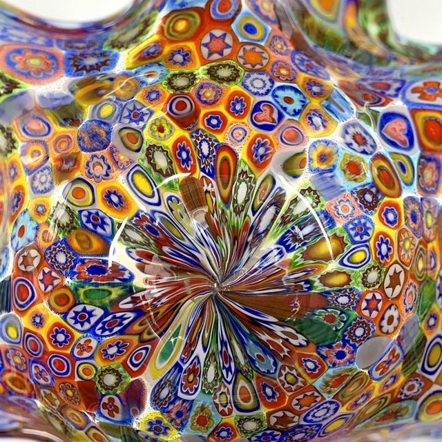 Glass Vintage Murano Campanella Millefiori Handkerchief Vase For Sale - Image 7 of 8