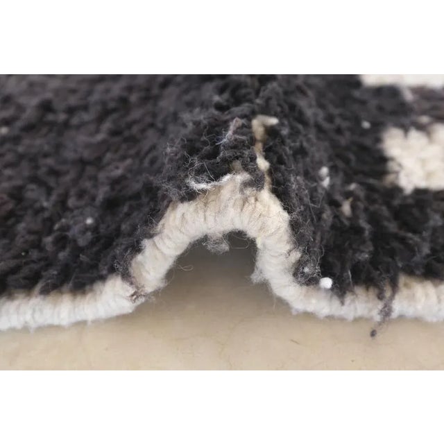 Mid-Century Modern 2020's Moroccan Modern Black Wool Rug - 8.2 X 5.4 Ft For Sale - Image 3 of 7