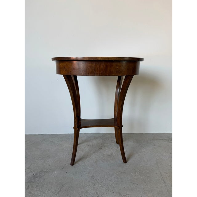 Vintage Italian Walnut Oval Side Table / Nightstand With Drawer For Sale - Image 10 of 12