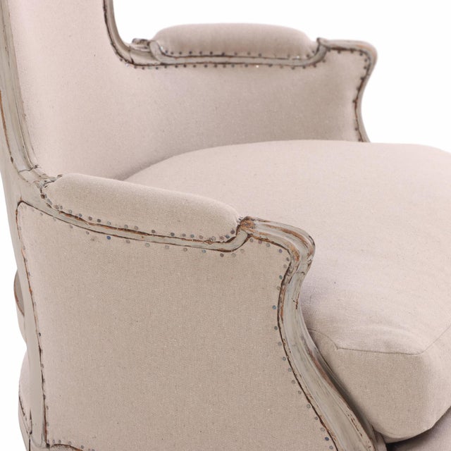 Wood A French Louis XV Painted & Carved Bergere, C. 1920. For Sale - Image 7 of 8