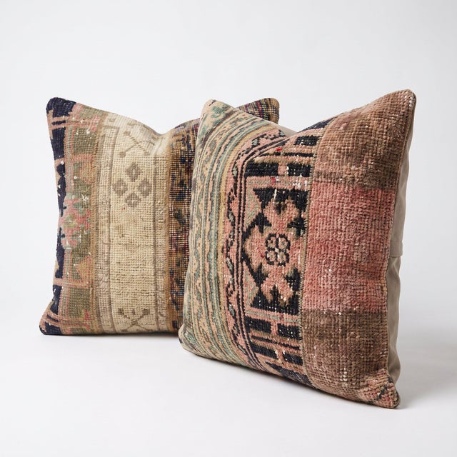 Mid-Century Modern Tribal Striped Rug Pillow Cover 20'' X 20'' - Set of Two For Sale - Image 3 of 4