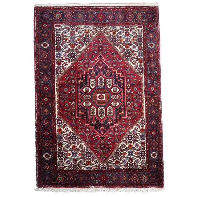 1970s Hand Made Vintage Persian Bidjar Rug 3.2' X 4.8' For Sale - Image 11 of 11