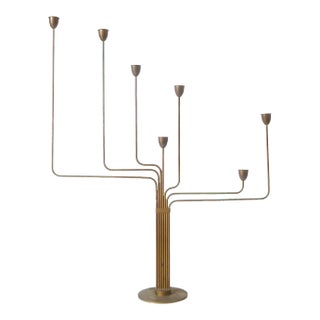 1950s Danish Modern Piet Hein Ursa Major Seven-Arm Brass Candelabrum For Sale