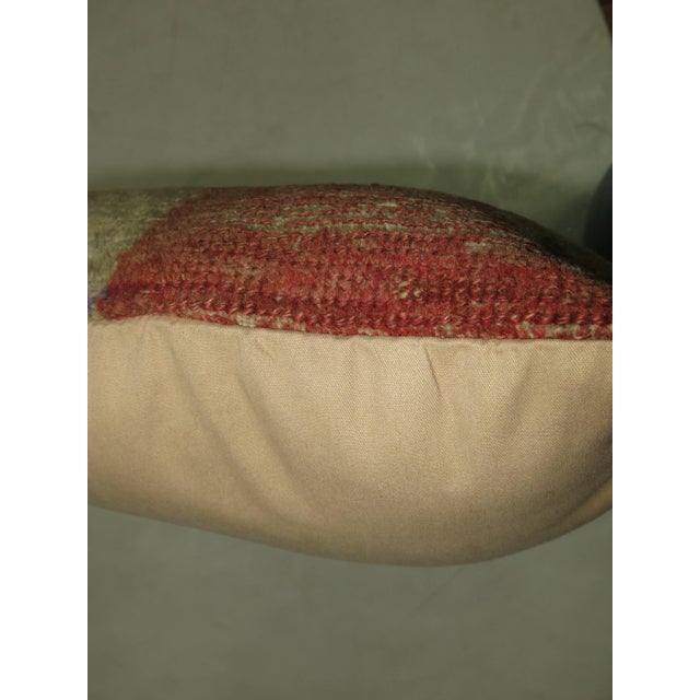 Rustic Turkish Geometric Red Yellow Rug Pillow For Sale - Image 3 of 5