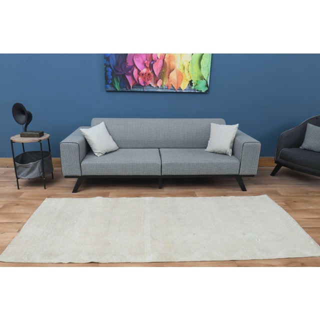 Beige 1970s Vintage Handmade Wool Cotton Beige Runner Rug For Sale - Image 8 of 11