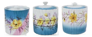 Vintage Hand-Painted Porcelain Canisters – Cookie & Sugar Jars, Set of 3